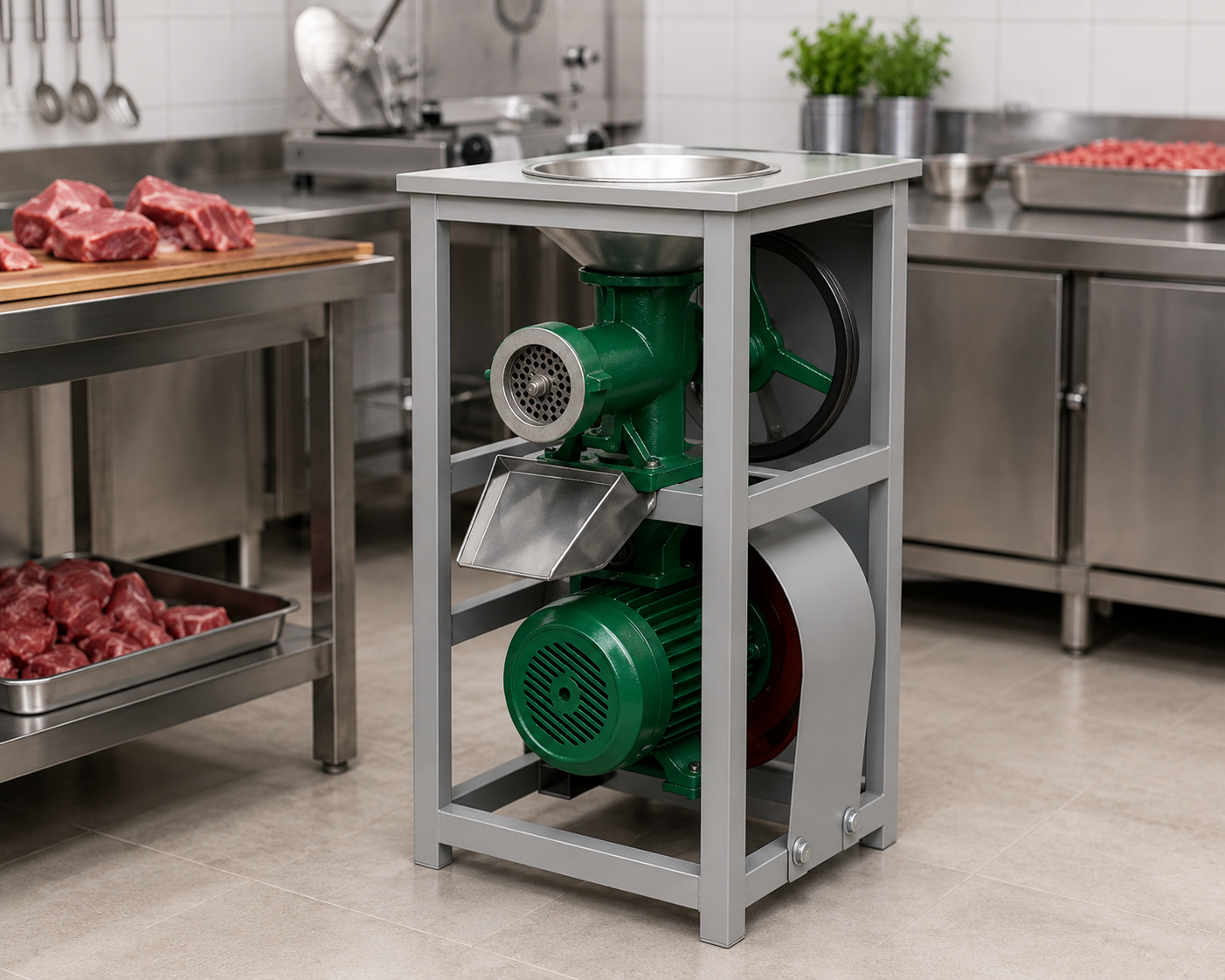 Masina Tocat Carne din Fonta cu Suport Inox + Metal