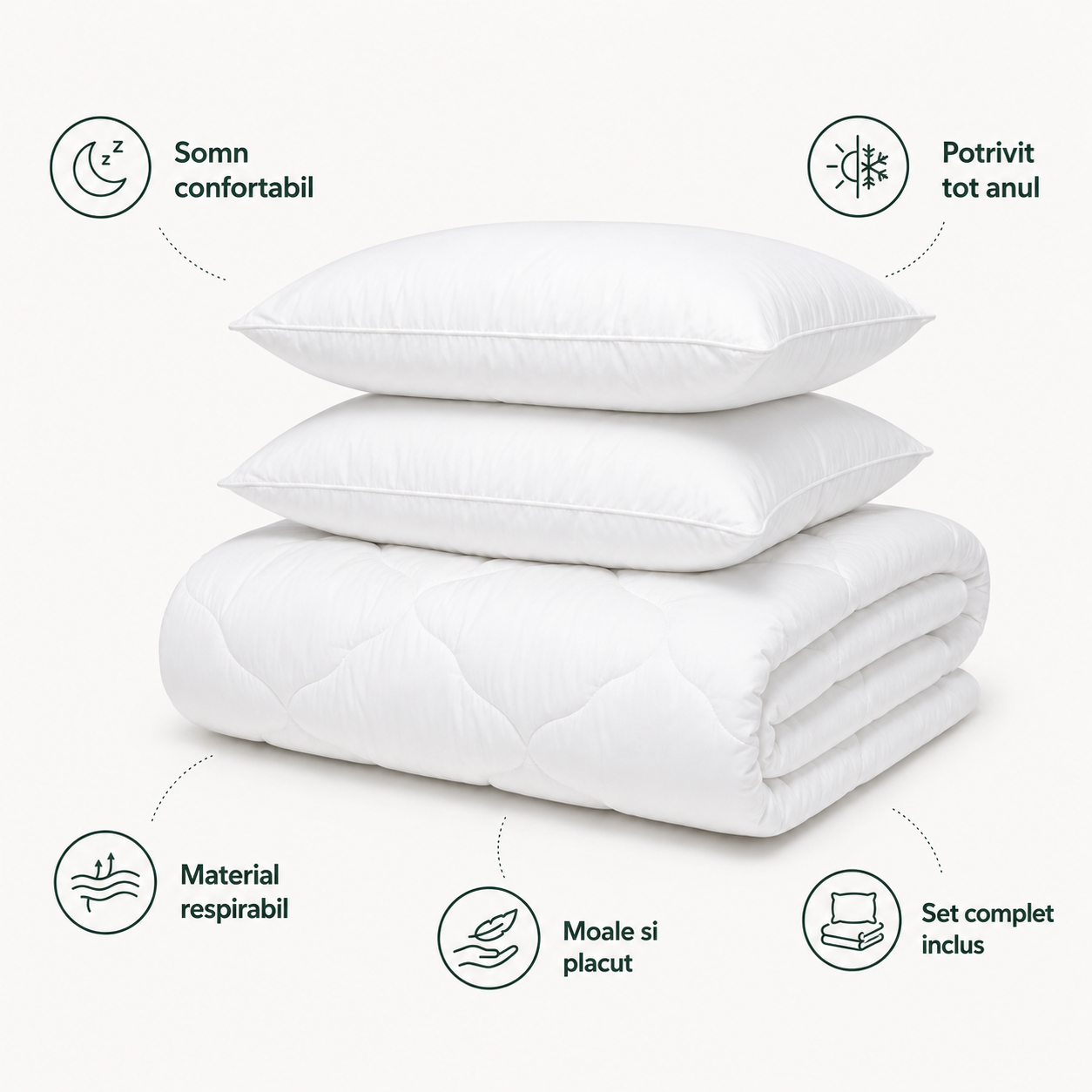 Set EcoCycle – Plapuma si 2 Perne pentru un somn natural si confortabil