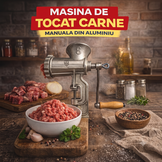 Masina Manuala de Tocat Carne Nr. 8 din Aluminiu Rezistent