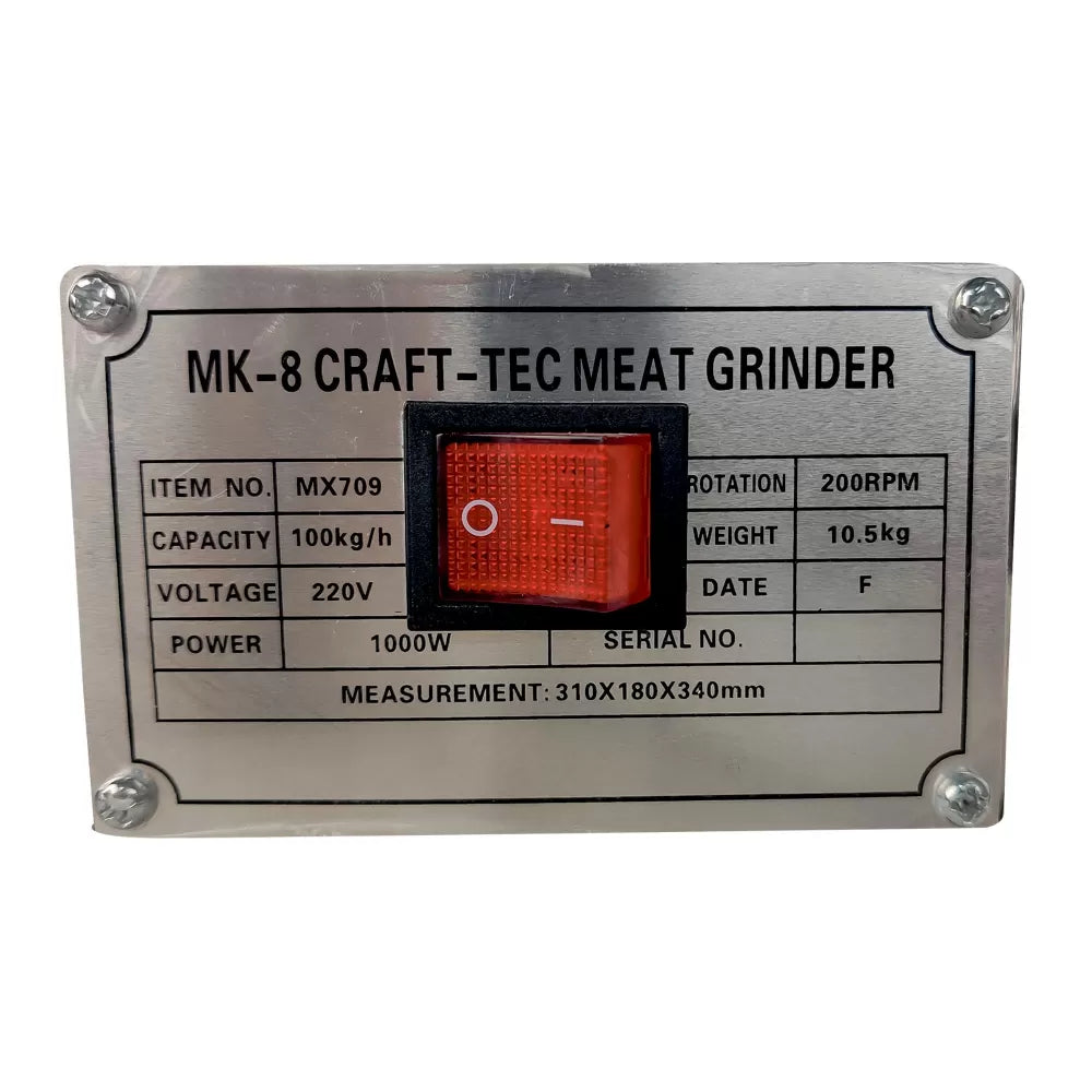 Masina de tocat carne electrica din inox Craft Tec ,1000W,100 Kg/h,11.5 Kg