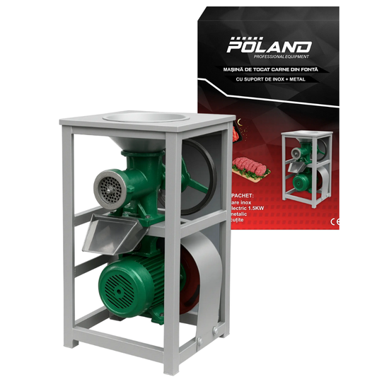 Masina Tocat Carne din Fonta cu Suport Inox + Metal
