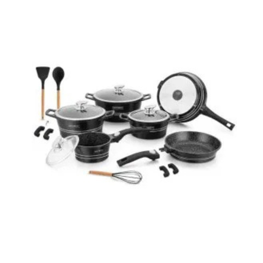 Mixer planetar Royalty Line Negru, 17 piese, Placare cu marmura, Inductie, Negru