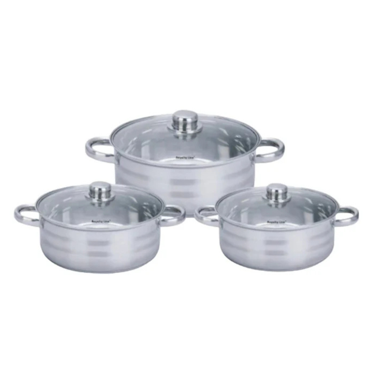 Set 3 cratite inox cu capace, 5.8L, 7.3L, 9.1L  Royalty Line