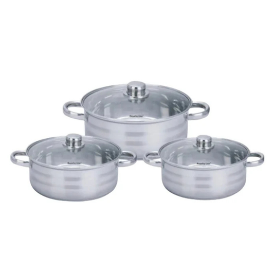 Set 3 cratite inox cu capace, 5.8L, 7.3L, 9.1L  Royalty Line