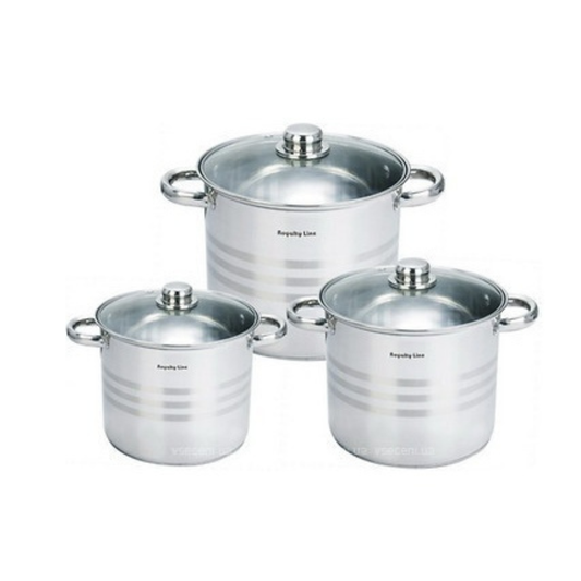 Set 3 oale cu capace, 8.8L, 10.6L, 12.6L  Royalty Line Inox Inductie