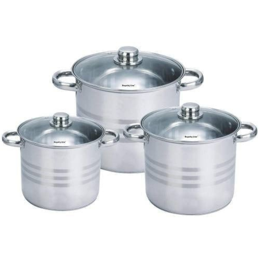 Set 3 oale inox cu capac, 11.1 litri, 13.5 litri, 16.2 litri -Royalty Line