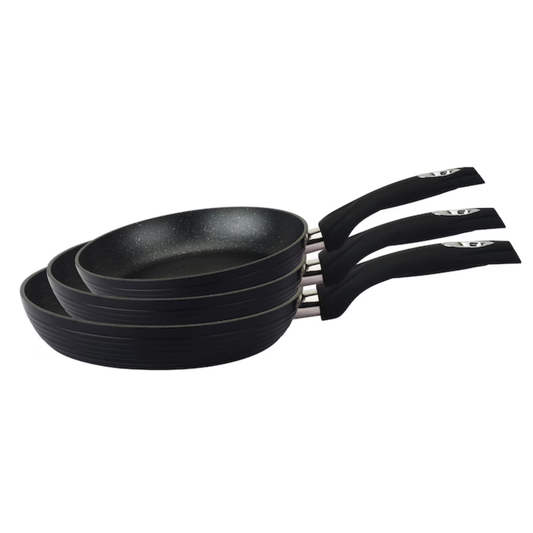 Set 3 tigai Royalty Line, 20/24/28 cm, Finisaj marmura  Negru