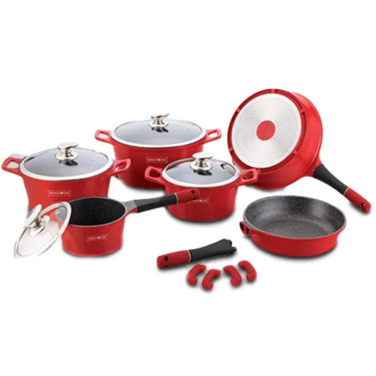 Set Cratite Marmorate, 14 piese, Invelis marmura, Royalty Line rosu