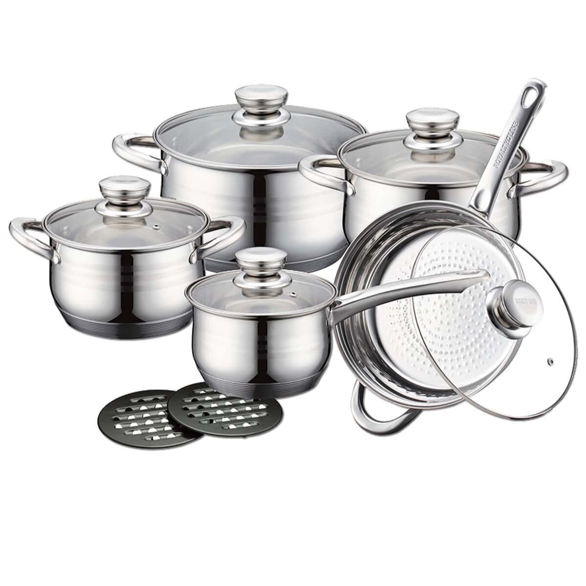 Set oale complect 12 piese din inox cu capac Haus Lux