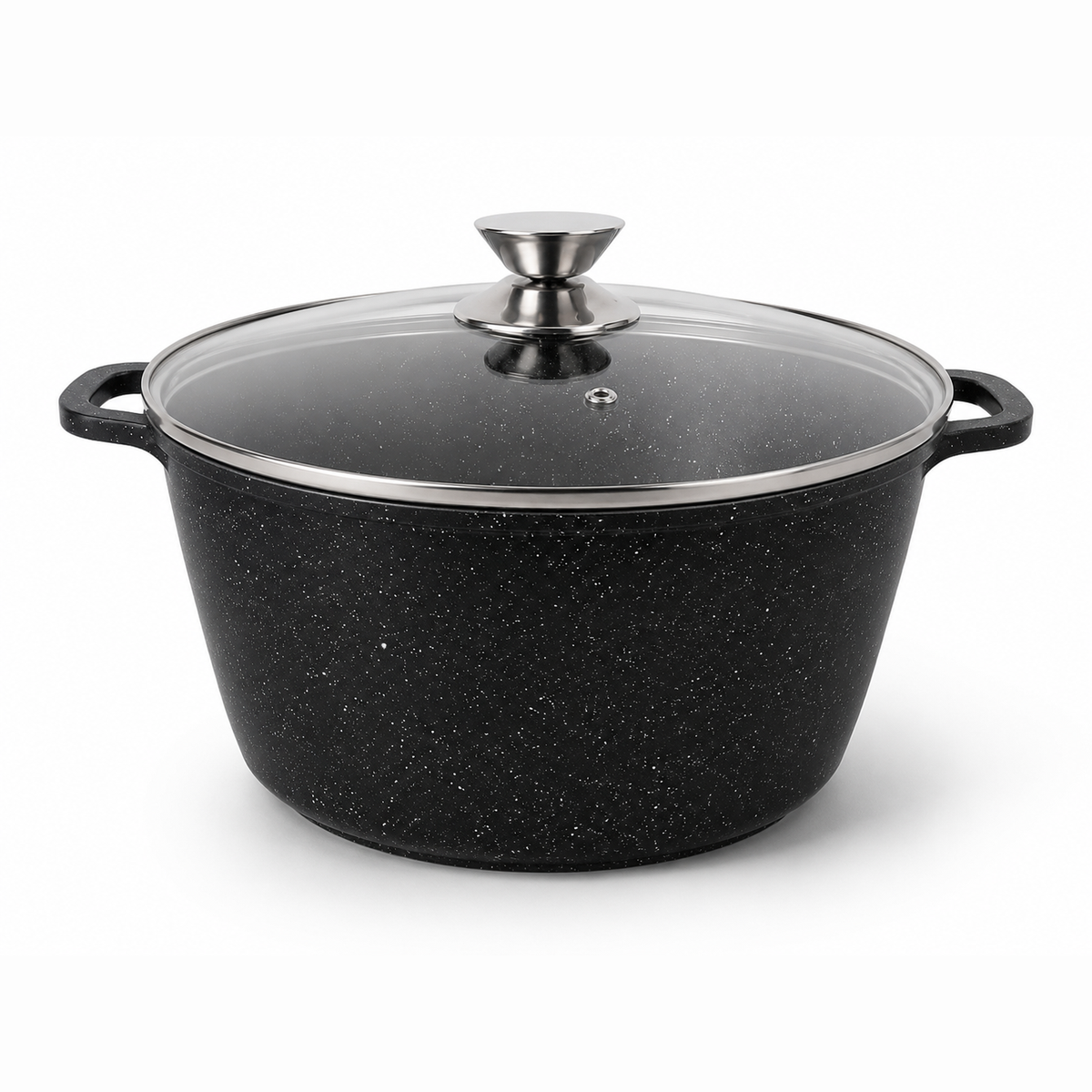 Oala Marmorata 28 cm, 10.5L, cu Capac Sticla Termorezistenta