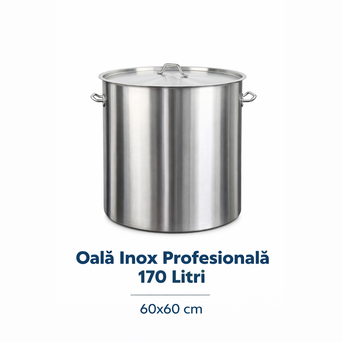 Oala Profesionala Inox 170L, 60x60 cm, Capac Inclus, Horeca