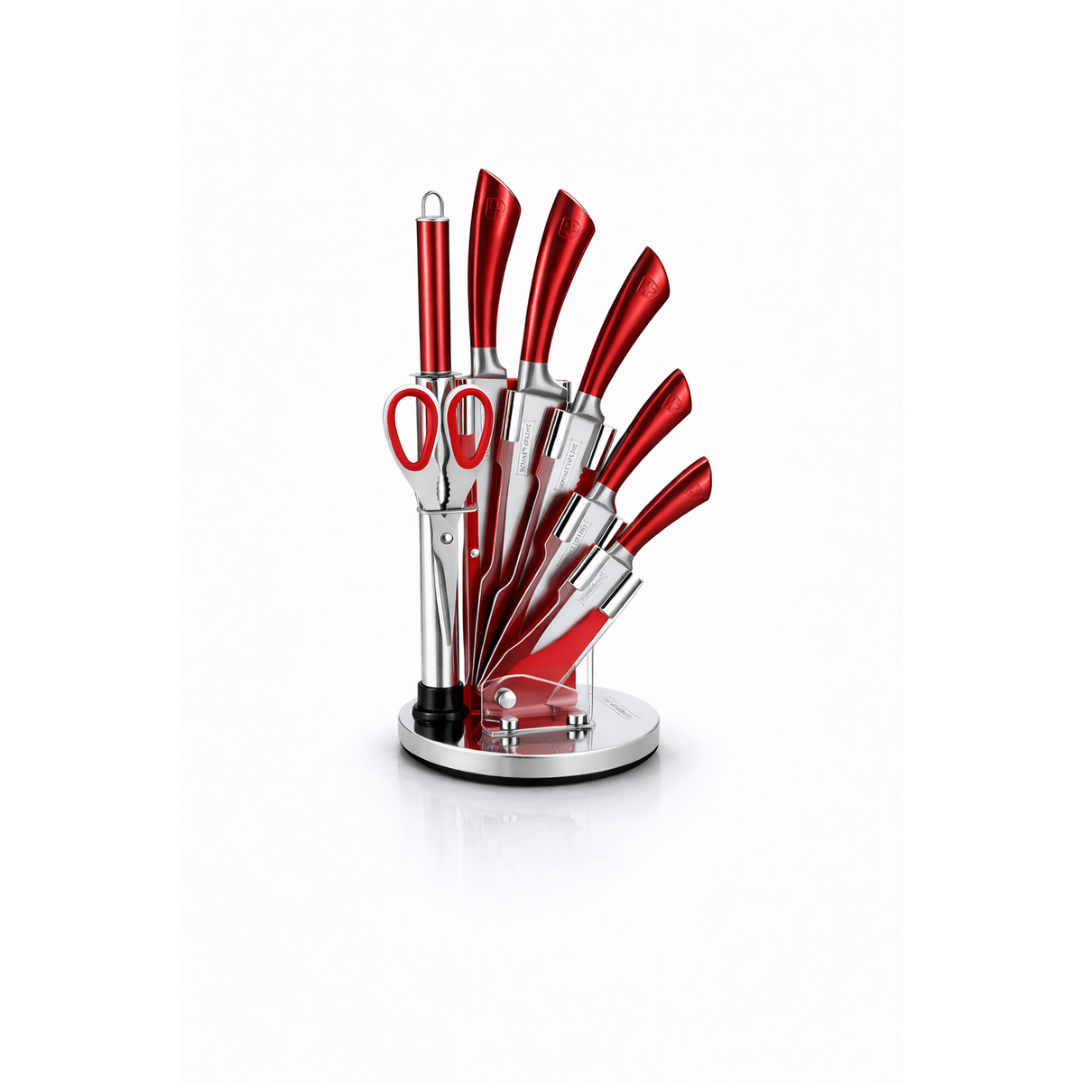 Set Cutite Bucatarie Royalty Line, 8 Piese, Inox, Suport Rotativ 360°